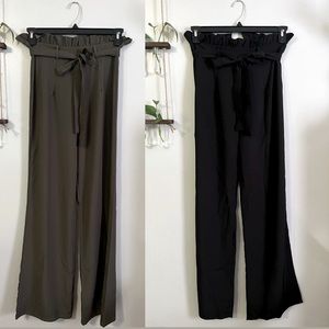 (2) NWOT paper bag pants, olive green & black, Size M